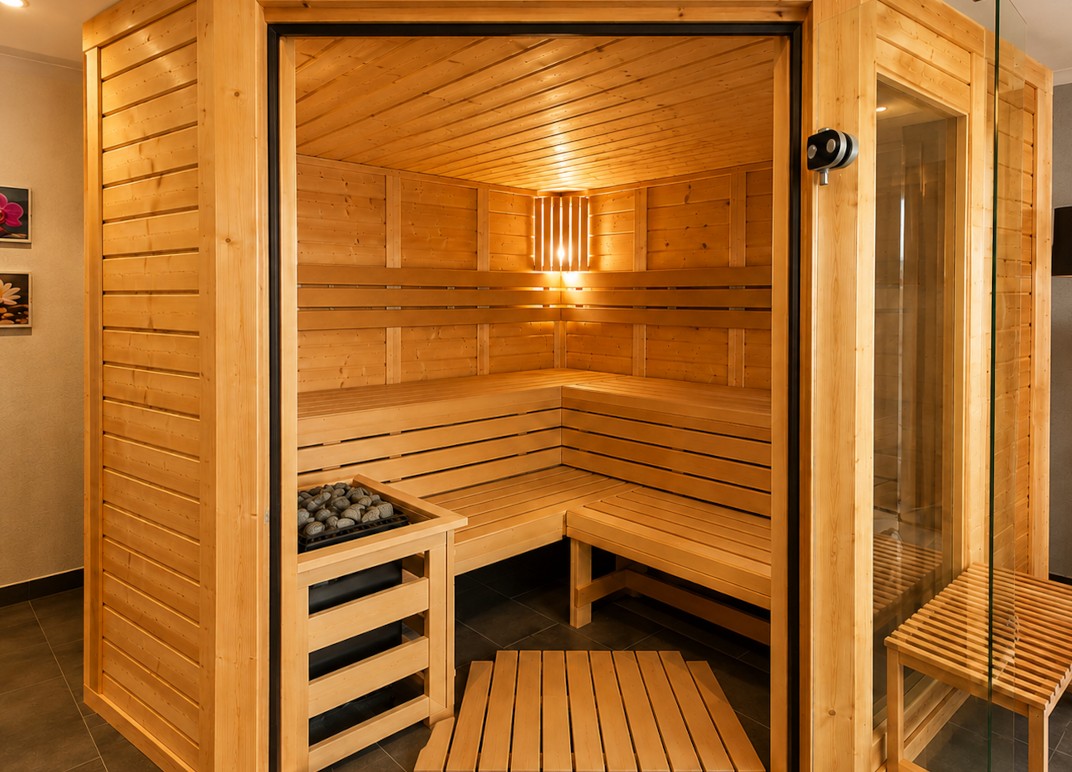 Sauna im Spa-Bereich des Souterrains